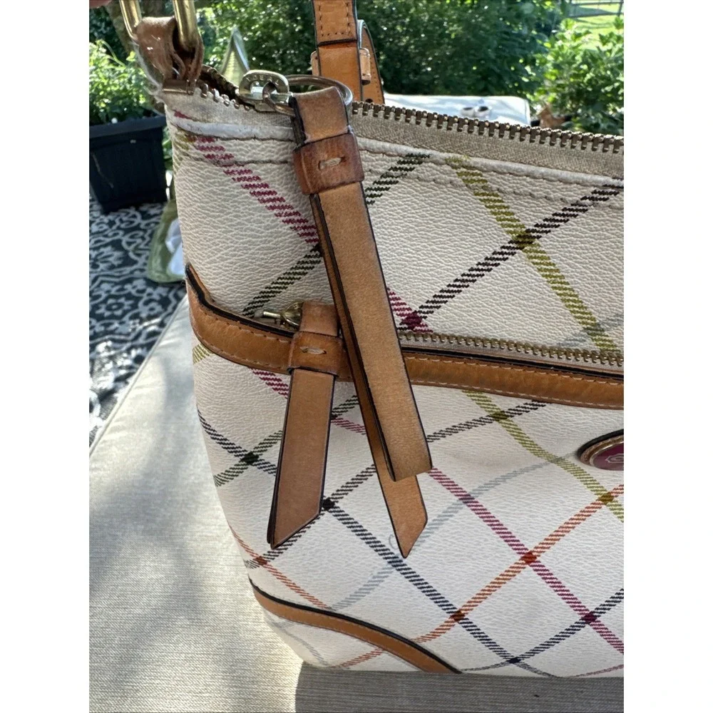 Coach Plaid Multicolor Signature Leather Tote w/Matching Wallet